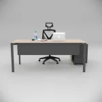 Corner Office Desk Walnut (with 80cm Bottom Shelf)